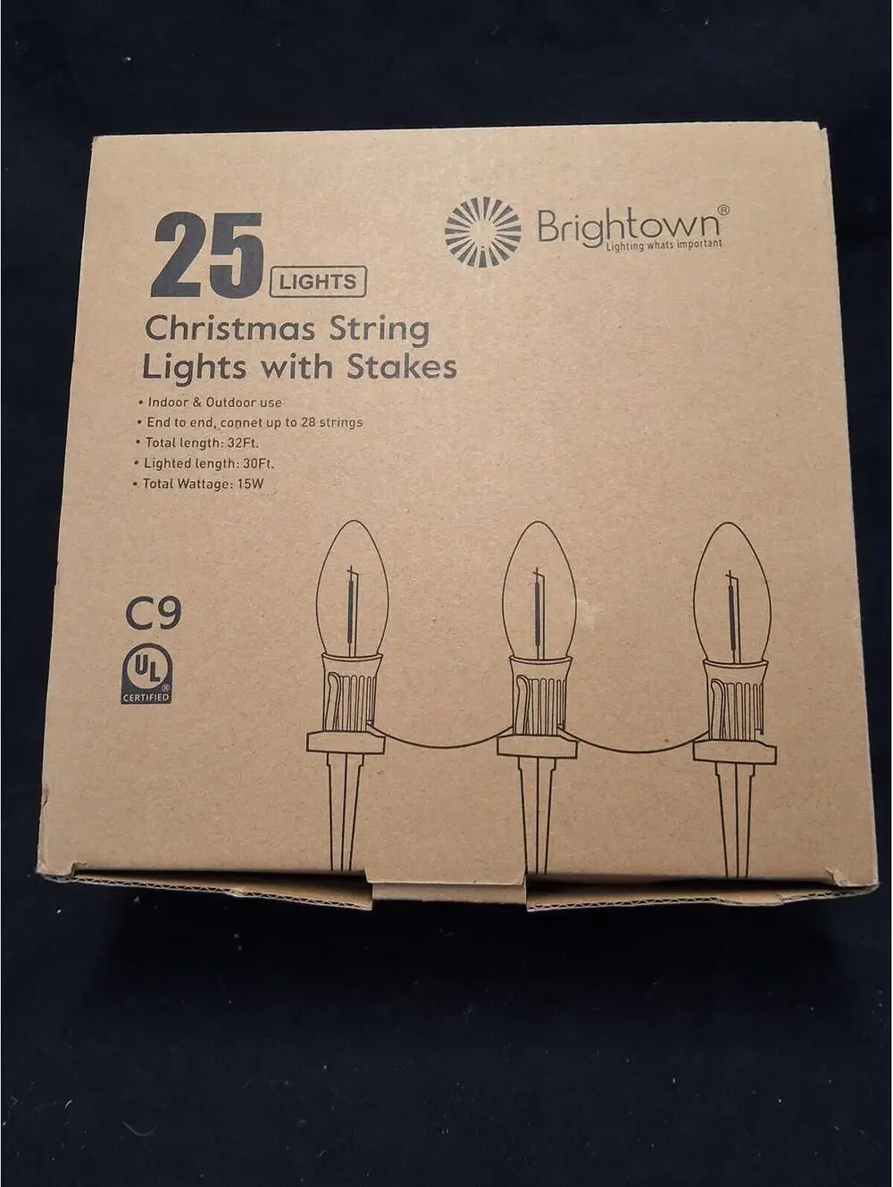 25- opaque Light Christmas String Lights with Stakes